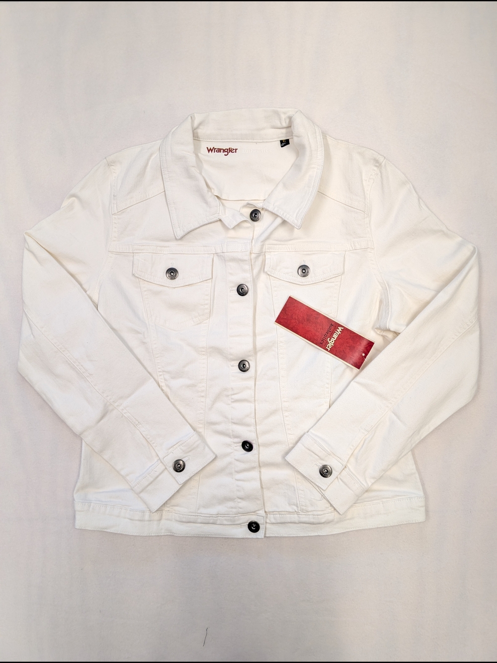 Wrangler Women's White Denim Jacket with Button-Front